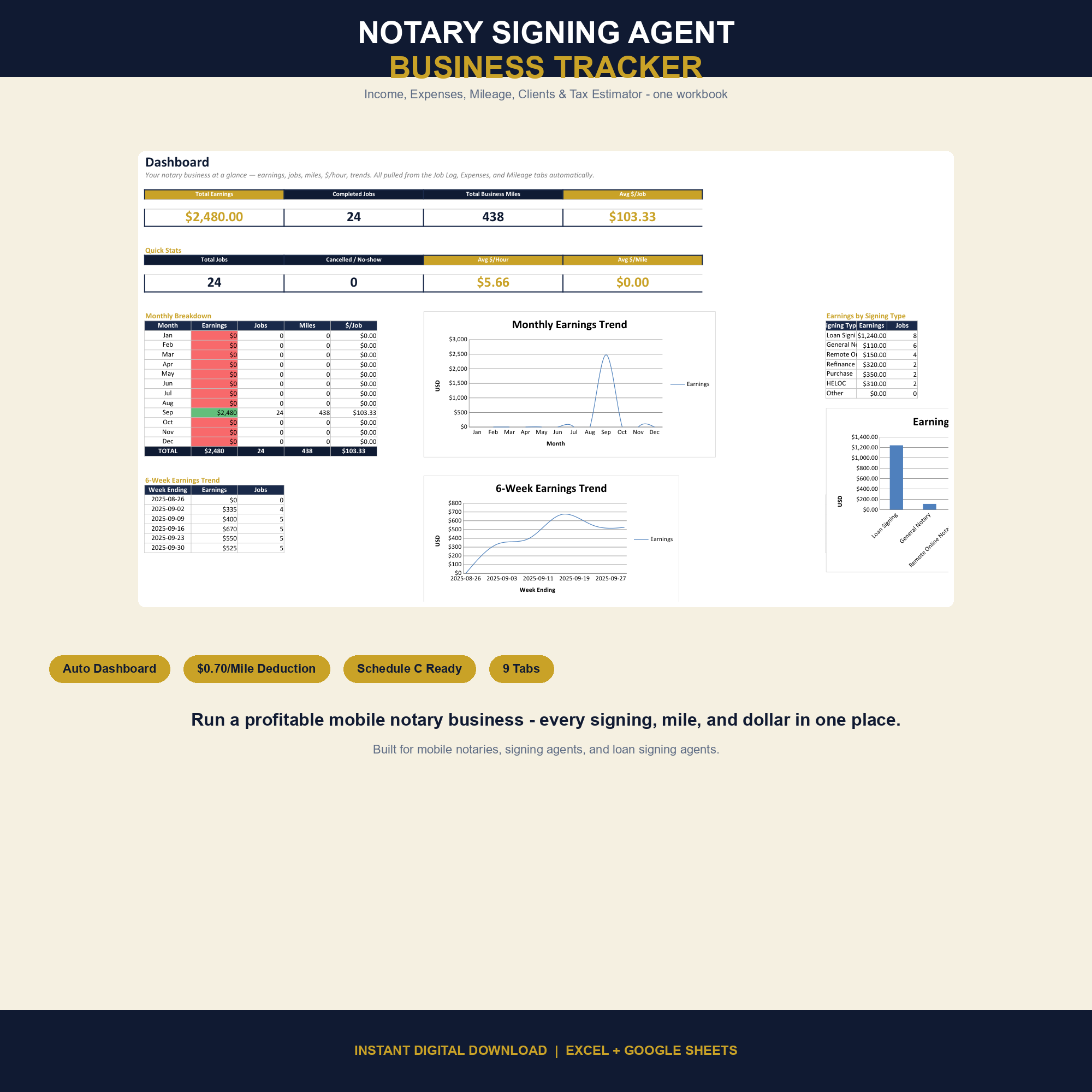 Notary Signing Agent Business Tracker cover