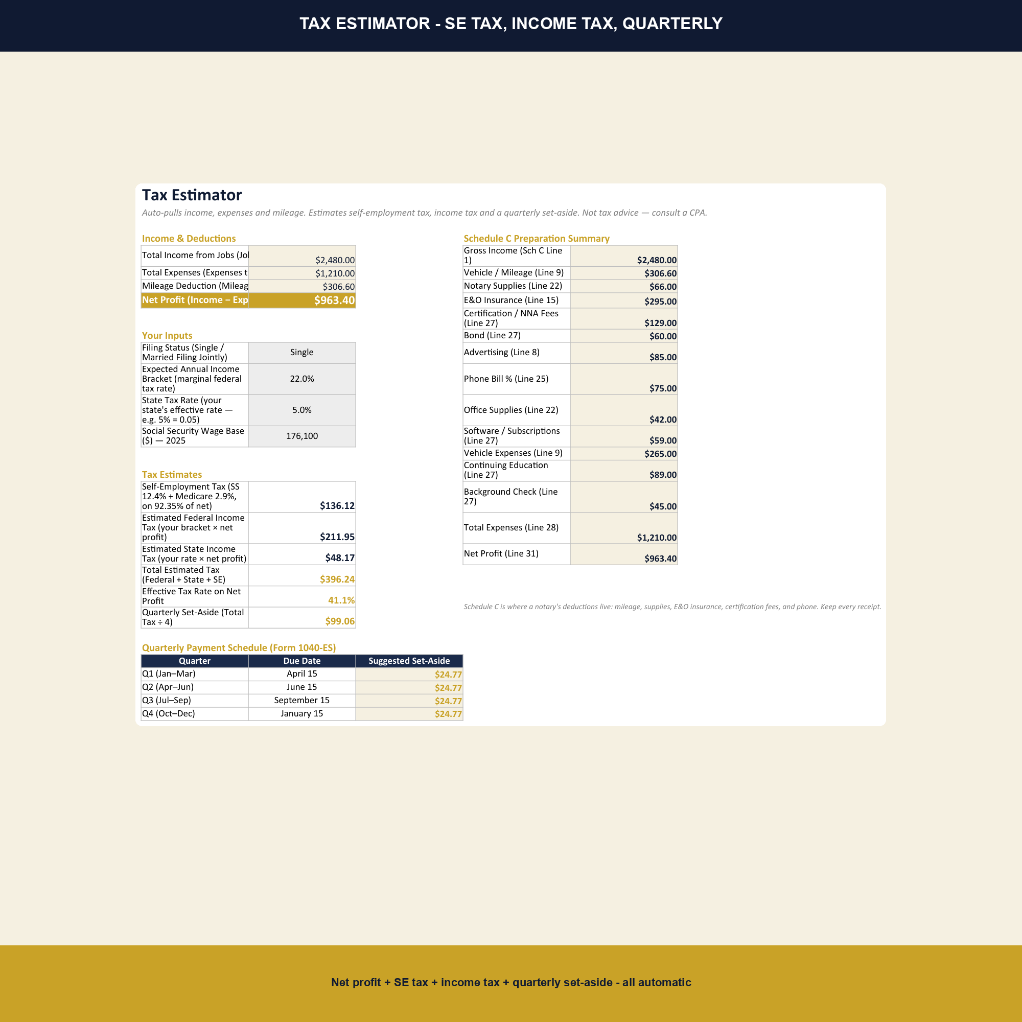Notary Signing Agent Business Tracker preview 5